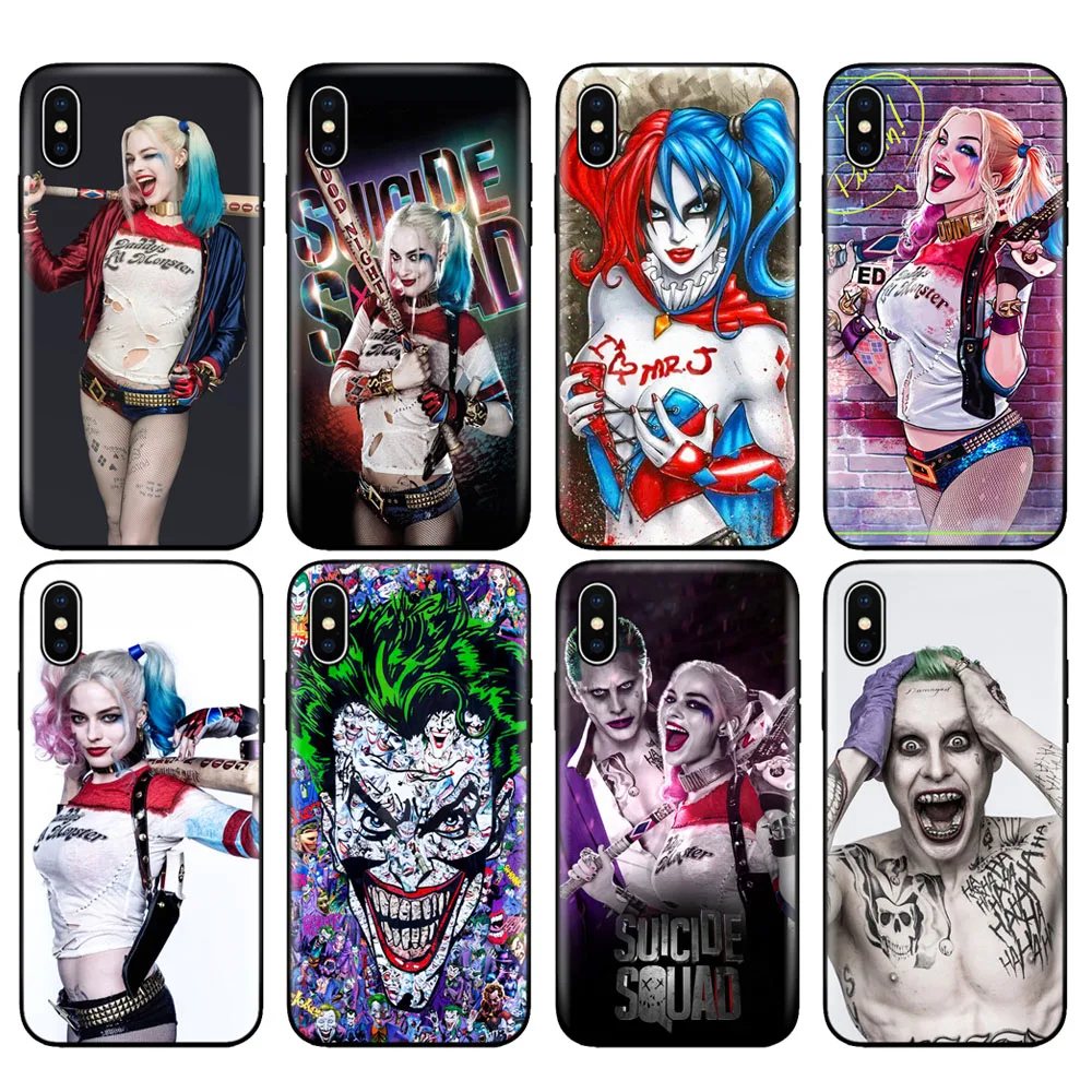 

Black tpu case for iphone 5 5s se 6 6s 7 8 plus x 10 case silicone cover for iphone XR XS MAX case Harley Quinn Joker