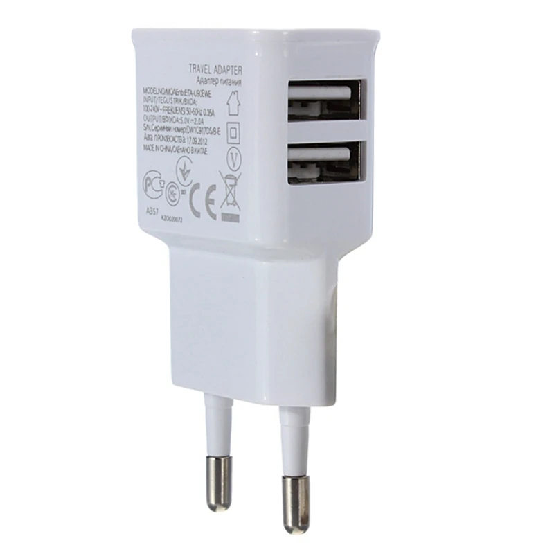 

EU Plug Universal Mobile Phone Charger Portable Dual USB Ports Wall Adapter Power Charging For iPhone 7 Plus 8 X For Samsung