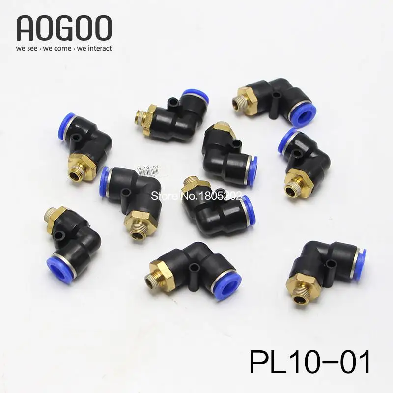 

10Pcs/lot PL10-01 Pneumatic Fitting L Series 1/8" Male Thread Quick Connector to 10mm PU Tube