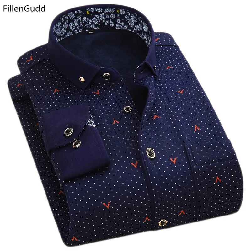 

BN8xx 2016 Fashion Floral Printed Shirts with Velvet padded Winter Thermal Warm men Clothing,Quality Plaid Mens Shirts FillenGud
