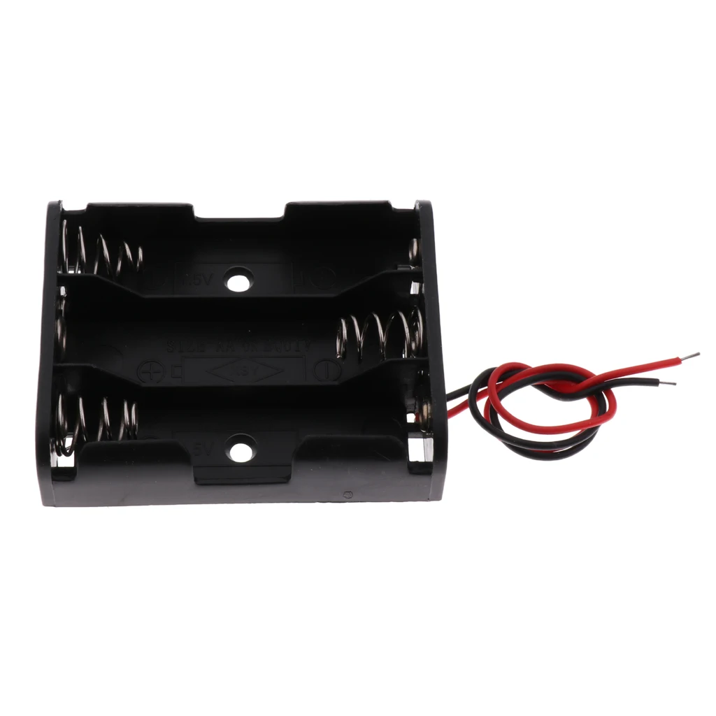5x Plastic Battery Holder Box Storage Case Set with Wire for AA battery 