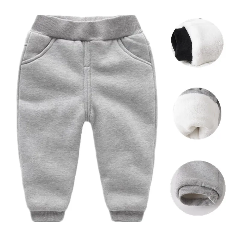 

Hot Boys Pants 90-130cm Autumn Winter Velvet Thicken Girls Trousers Children Warm Pants Kids Sport Casual Pants Unisex Clothes