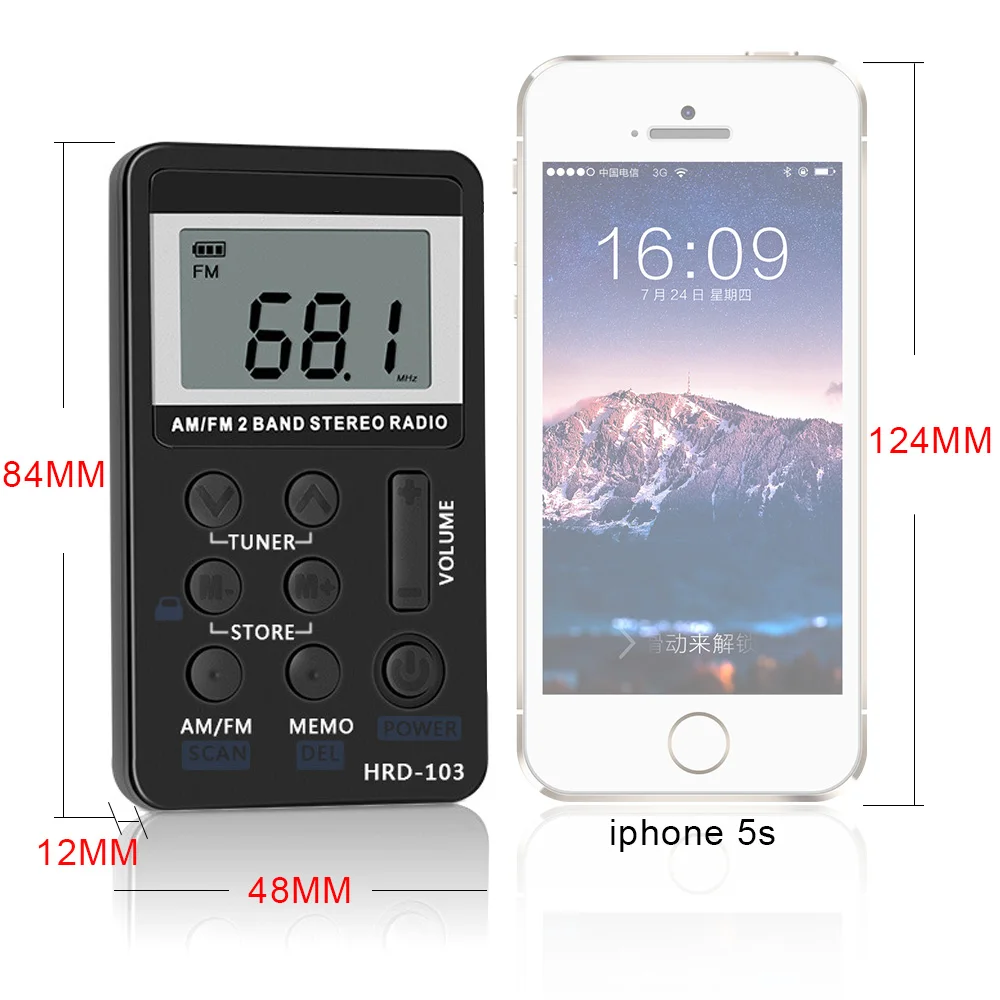 Портативные радиоприемники AM/FM цифровые с USB Mp3 музыкальный плеер мини fm-радиоприемник с перезаряжаемой батареей и наушниками радио+ ремешок