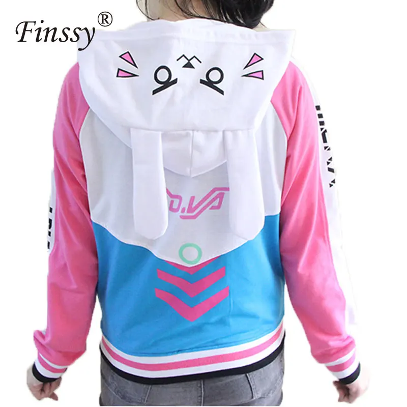 Billig Hot Spiel OW DVa Hoodie für Frauen D. va Cosplay Kostüm für Erwachsene Baseball Mantel Jacke feminino Cosplay dünne Hoodies