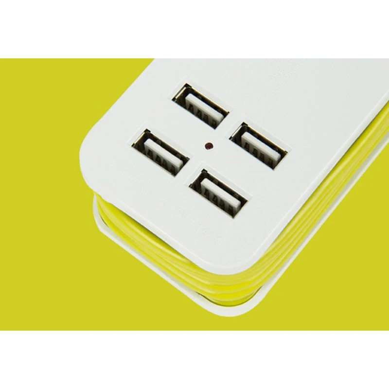 ЕС Plug 1,5 м расширение розетка Портативный путешествия Мощность полосы Стабилизатор напряжения с 4 USB 5 В 2A Выход) smart Зарядное устройство стены