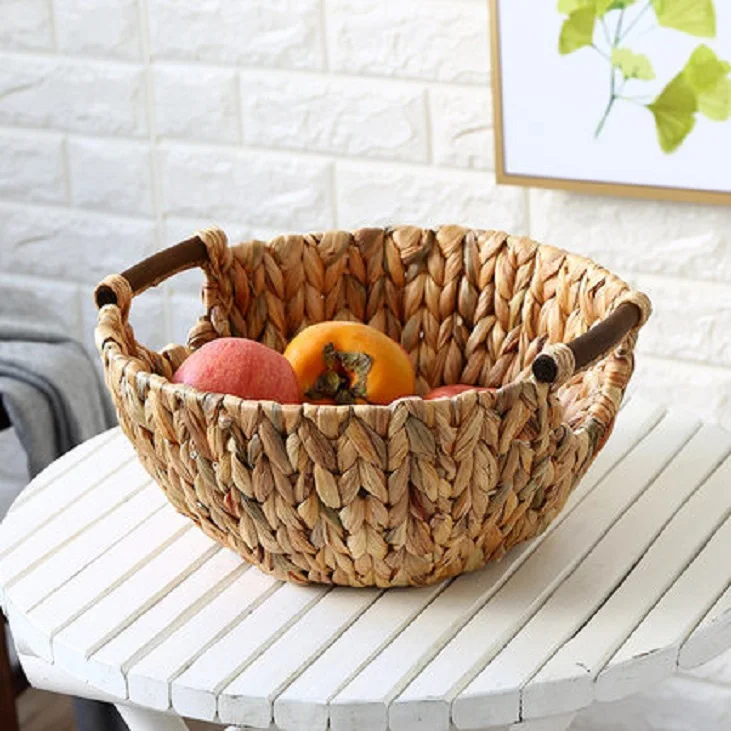 

Creative vine grass weaving living room fruit basket decorative belt handheld storage basket bread basket