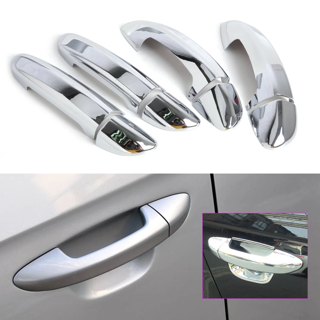 beler Chrome Door Handle Cover Trim for VW PASSAT B6 3C Sedan & Wagon 4