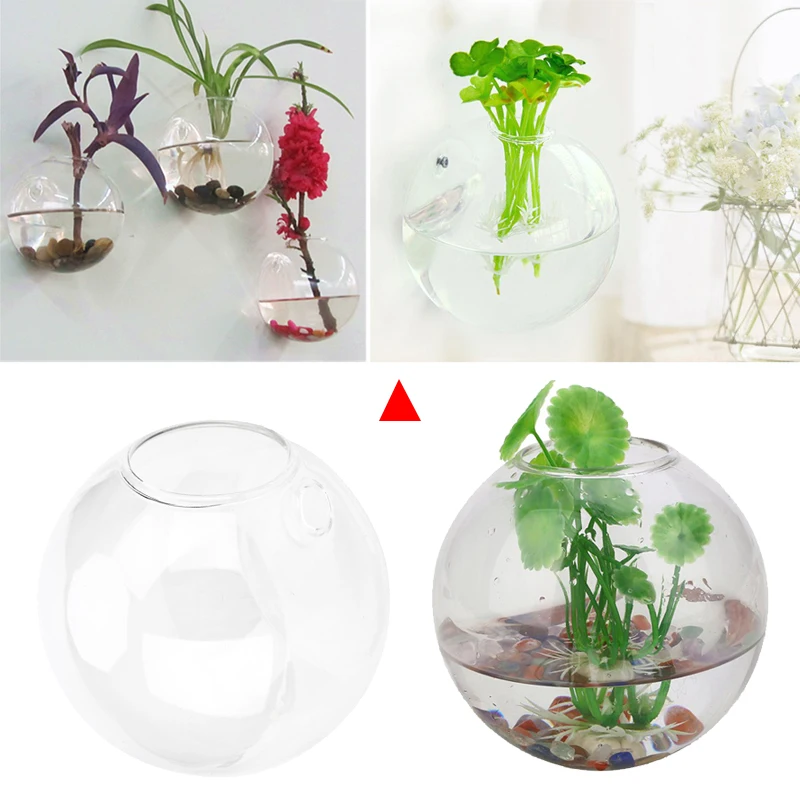 1 шт. 7*8 см белый высокий боросиликатный стеклянный прозрачный настенный цветочный горшок стеклянная ваза-шар контейнер домашний садовый декор