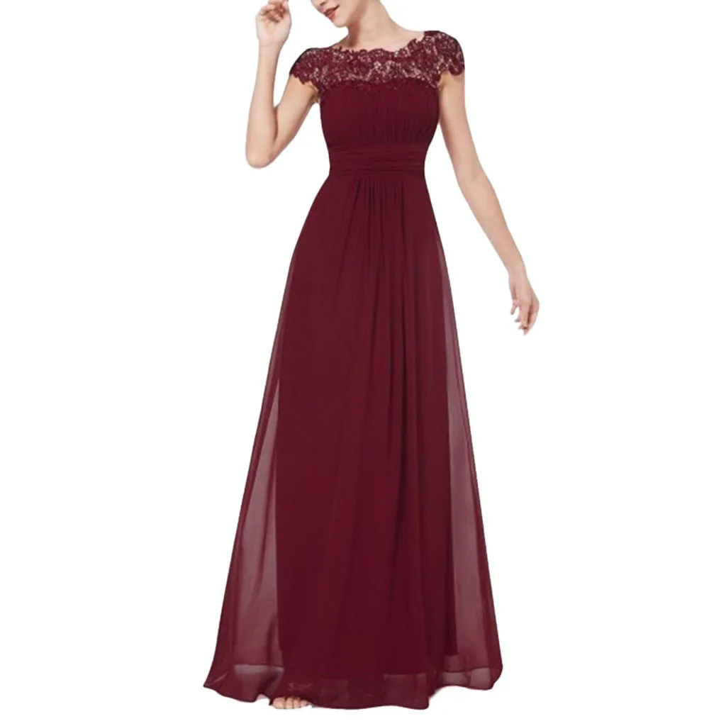 

Women's Formal Party Dress Summer Lace Vintage Floral Short Sleeve Slim Maxi Long Dress Elegant Ladies Dresses vestidos 2019