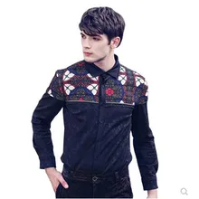 FANZHUAN мужские рубашки Европа с длинным рукавом Осень Тонкий Сращивание Повседневная мозаичная Цветочная Банкетная рубашка с принтом 814030