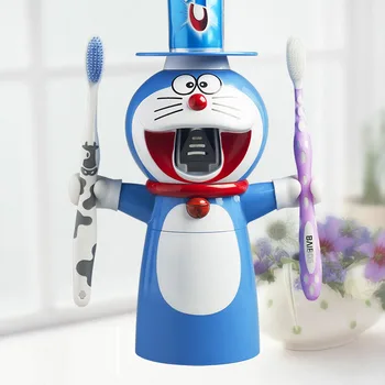 

Doraemon Automatic Toothpaste Dispenser Toothbrush Holder Bathroom Products Wall Mount Rack Bath Set Toothpaste Squeezers #