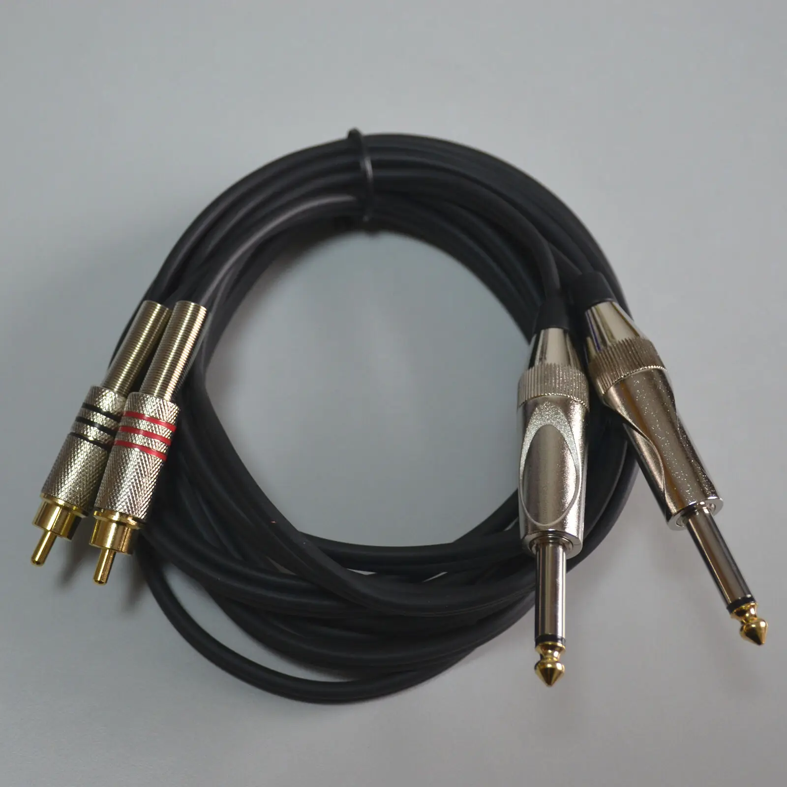 Двойной 1/4 "прямой телефонный разъем для двойной RCA штекер 10 футов