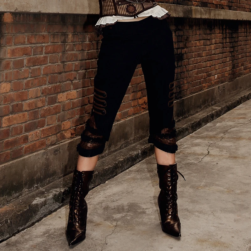 Punk Gothic Retro Persoonlijkheid Zwarte Casual Kant Vrouwen Broek Steampunk Lente Herfst Nauwsluitend Sexy Broek Voor Vrouwen Punk Gothic Retro Persoonlijkheid Zwarte Casual Kant Vrouwen Broek Steampunk Lente Herfst Nauwsluitend Sexy Broek Voor Vrouwen