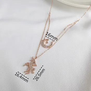 Silver Zircon Unicorn Necklace