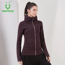 Vansydical зимняя спортивная куртка для бега женская теплая с высоким воротником на молнии ветрозащитная спортивная верхняя одежда для тренировок