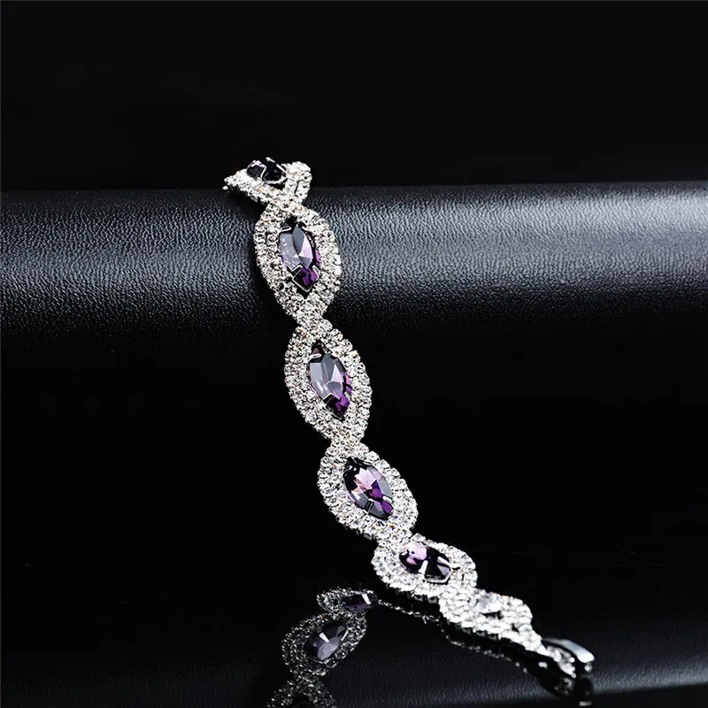 Роскошные браслеты BOAKO с кристаллами для женщин, серебряный браслет с цирконием, синие браслеты, женские браслеты, свадебные ювелирные изделия pulseira R35