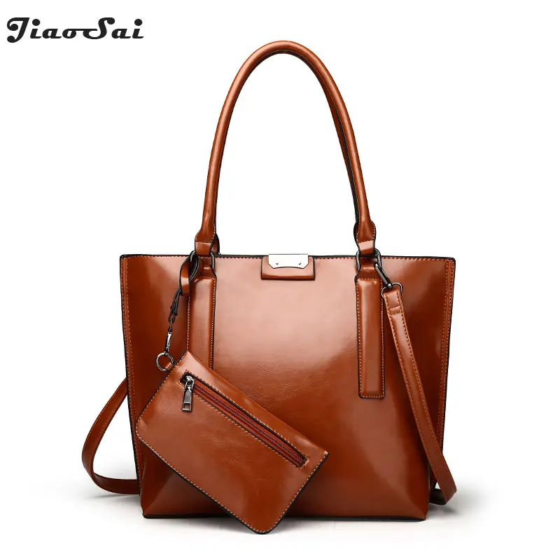 Luxury Lady Oil Wax Leather Handbag Shoulder Bag Messenger Large Tote Bag Women