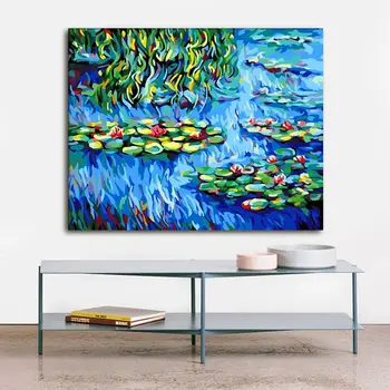 

coloring by numbers Monet modular painting water lily digital paint by numbers Lotus Pond drawing practice