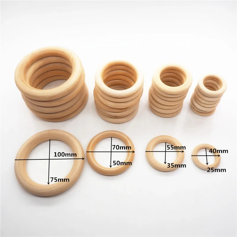 

Chenkai 10cm 10PCS Natural Wood Unfinished Wood Rings Wooden Teethers For DIY Infant/Baby Necklace Bracelet Accessories