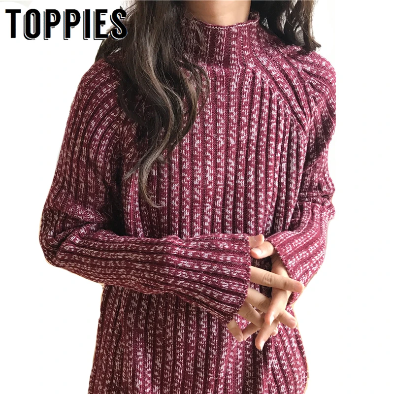 

2019 Autumn Winter Knitted Dress Women Long Sleeve Straight Midi Dress Turtleneck Sweater Dress Lady Vestidos