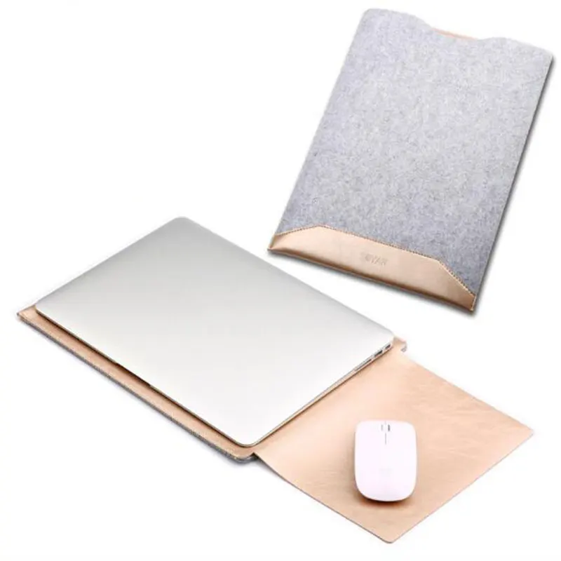 4 in 1 Felt Laptop Sleeve Case Bag For Apple Macbook Air Pro Retina 12 13 15 inch Universal Notebook Case Cover for Lenovo Dell (14)