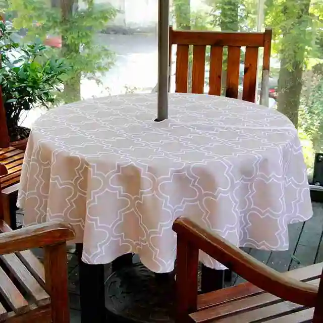UFRIDAY Round Outdoor Umbrella Tablecloth Zipper Geometric Floral Table Cover Modern Simple