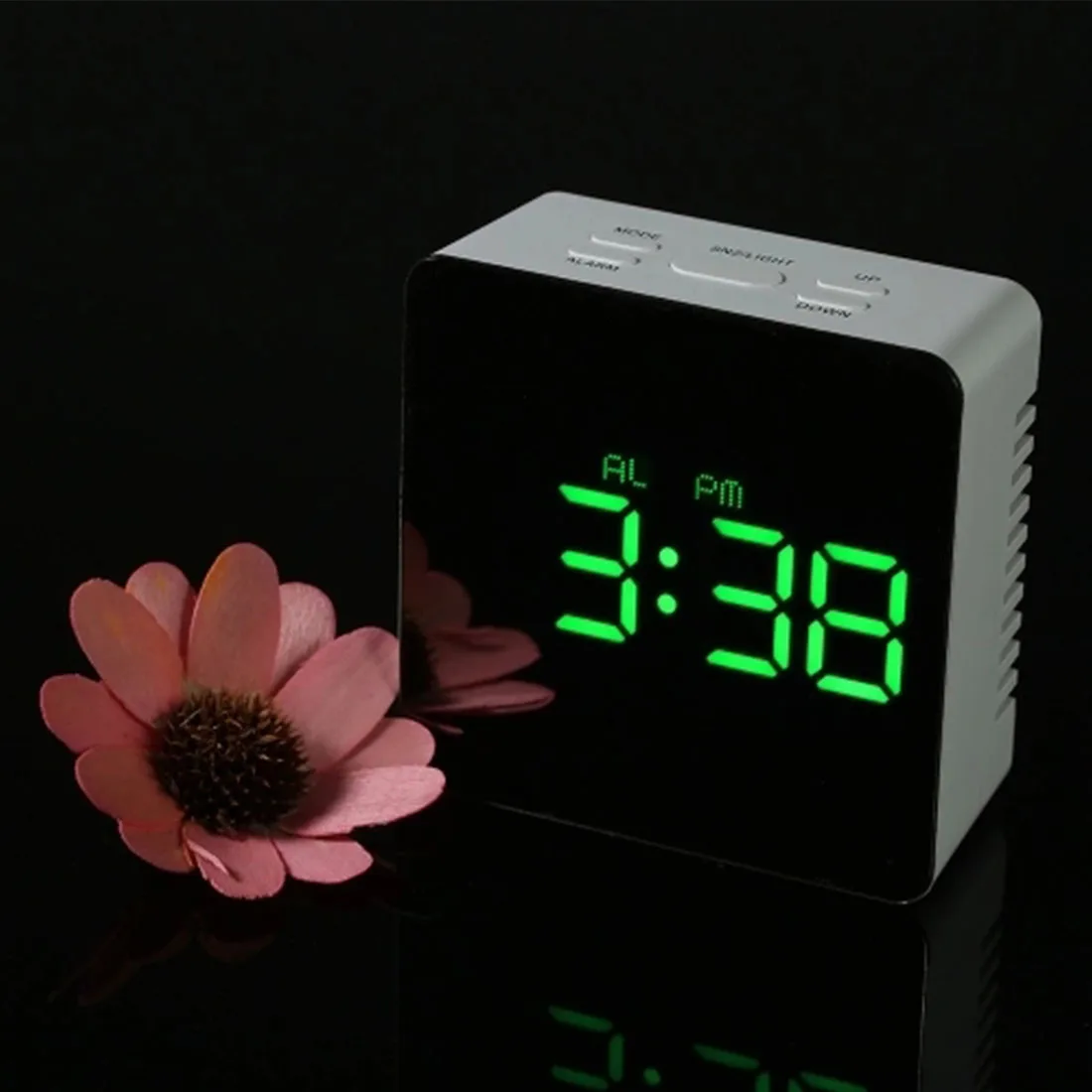 

LED Digital Mirror Alarm Clock Snooze Display Thermometer Clock Square Rectangle Multi-function Desk Home Office Clocks