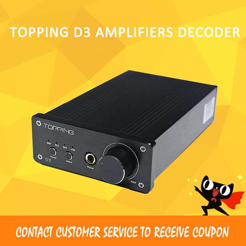 

Topping D3 Mini Amplifier Decoding 24bit / 192kHz DAC Coaxial/USB/Optical BNC cs8416 + cs4398 Headphone Amplifiers Decoder