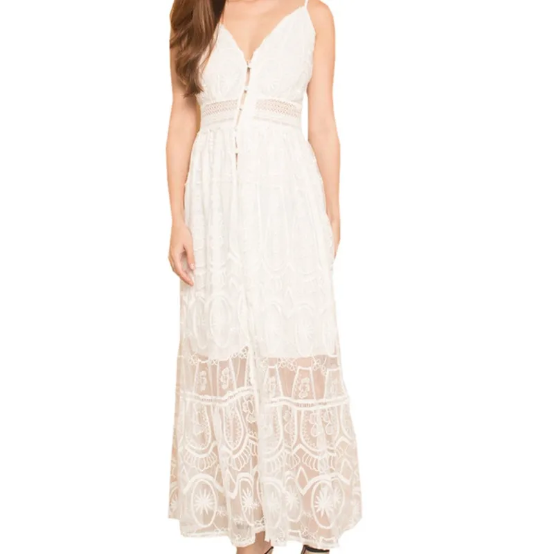 

Summer Beach Boho Chiffon Dress 2019 Evening Party Lace Dress Sexy Strap Backless Sleeveless Elegant Long Maxi Dress Vestido