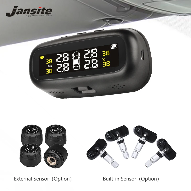 Jansite солнечный автомобиль TPMS сигнализация давления в шинах монитор система