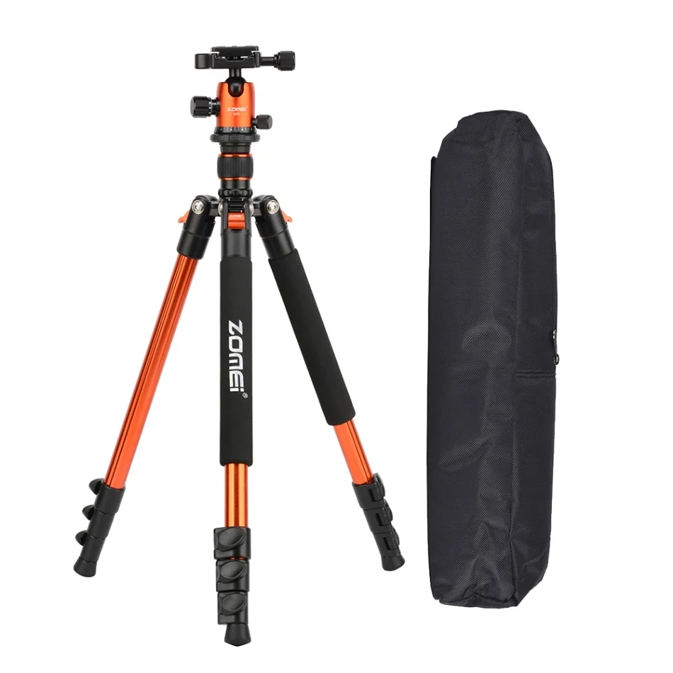ZOMEI Q555 Профессиональный Камера штатив 6" легкий Алюминий путешествия Портативный Камера штатив-Трипод с шаровой головкой с пластиной быстрого крепления - Цвет: Оранжевый