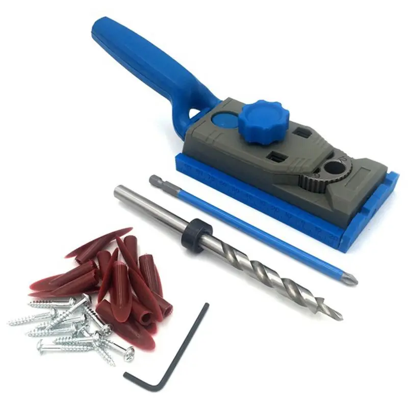 

Woodworking Pocket Hole Jig Kit Set 9.5mm Drill Guide Sleeve Wood Drilling Dowelling Hole Saw Master System