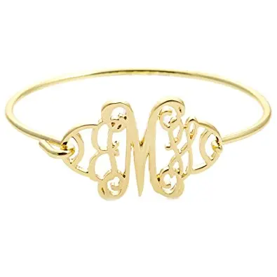 

Custom Letter Monogram Personalized Name Bracelets Bangles Gift for Best Friends Fashion gold&silver Plated Jewel