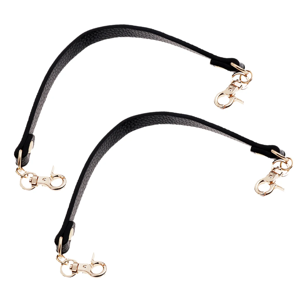 

Set of 2 PU Leather Short Bag Strap Replacement Messenger Handle 12in Black