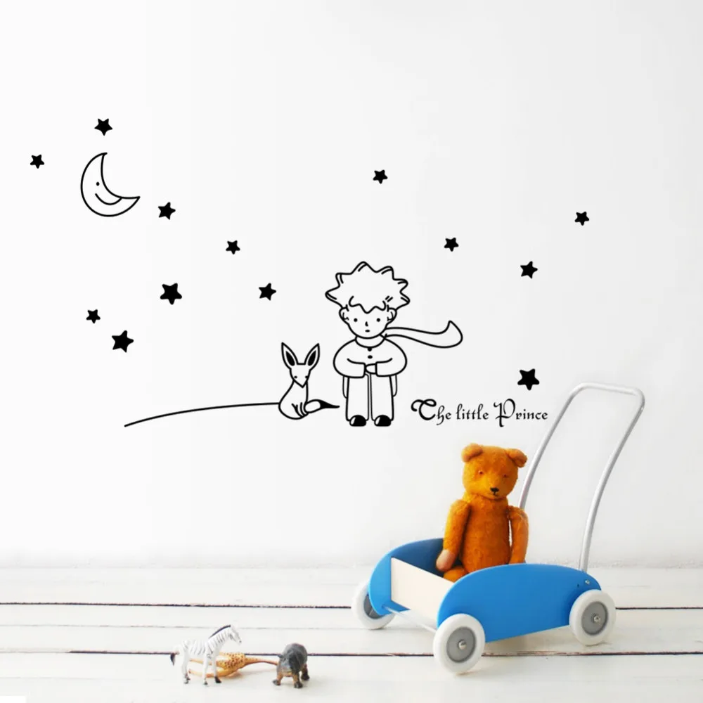 

% popular book fairy tale the Little Prince With Fox Moon Star home decor wall sticker for kids rooms baby child birthday gift