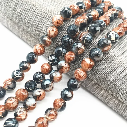 4/6/8mm Black&coffee Salad Glass Beads Loose Spacer Painted Pearl Charm DIY Jewellery Making #04