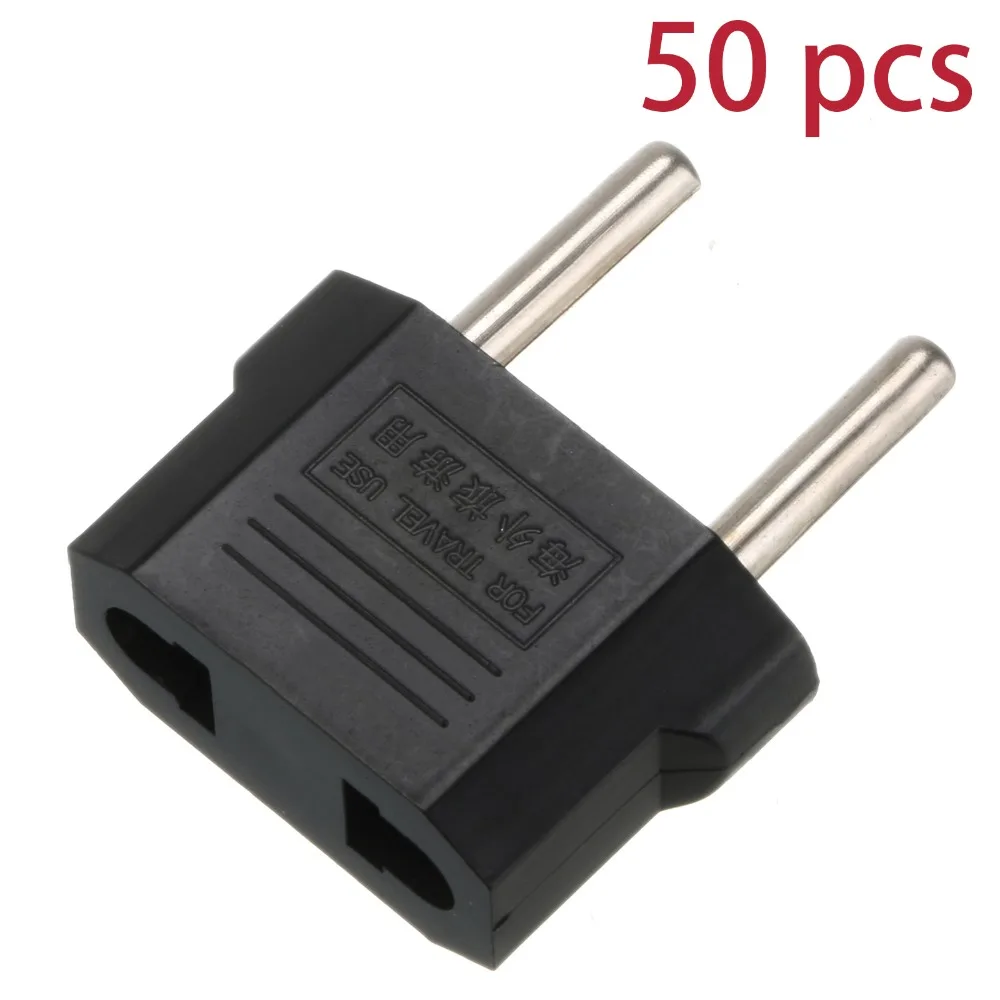 50PCS European EU Plug Adapter American US To EU Euro Travel Adapter