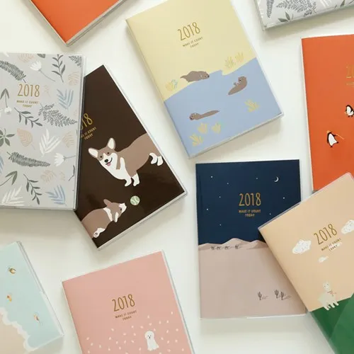 2018 portable monthly weekly planner book 13195cm make it count today cartoon animals design agenda 168p in notebooks from office school supplies on