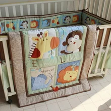Хит, комплект детского постельного белья с животными из 4 предметов, одеяло, бампер, юбка для детской кроватки, милый детский комплект постельного белья для новорожденных