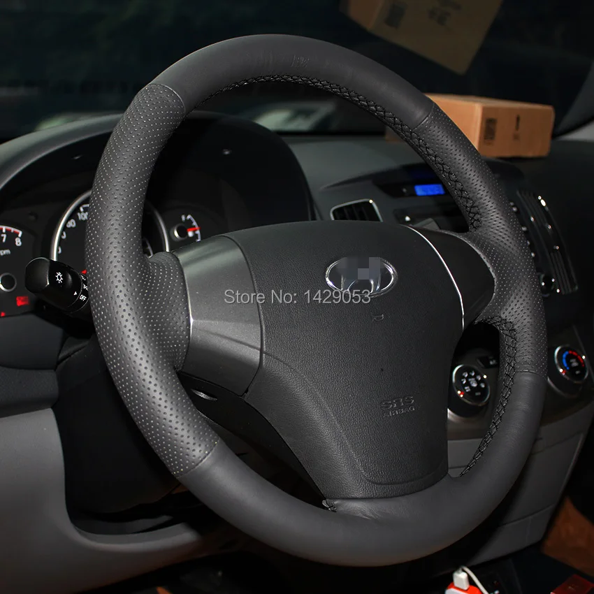 Чехлы на руль для Hyundai Sonata Elantra Сделай Сам автостайлинг из натуральной кожи противоскользящие дышащие автомобильные чехлы