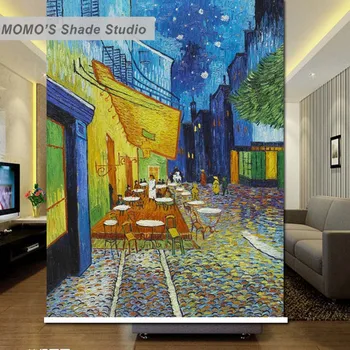 

MOMO Blackout Van Gogh Window Curtains Roller Shades Blinds Thermal Insulated Fabric Custom Size, Alice 564
