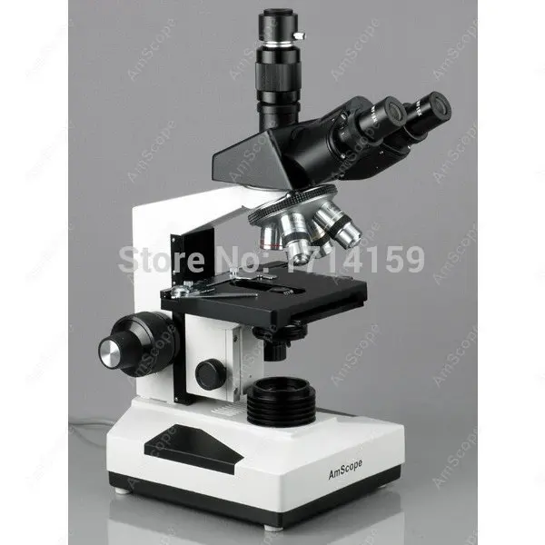 Halogen Illumination Sliding Head Brightfield//Darkfield High-Resolution Optics WF10x and WF20x Eyepieces 40X-2000X Magnification Abbe Condenser Double-Layer Mechanical Stage AmScope T490B-DK Compound Trinocular Microscope