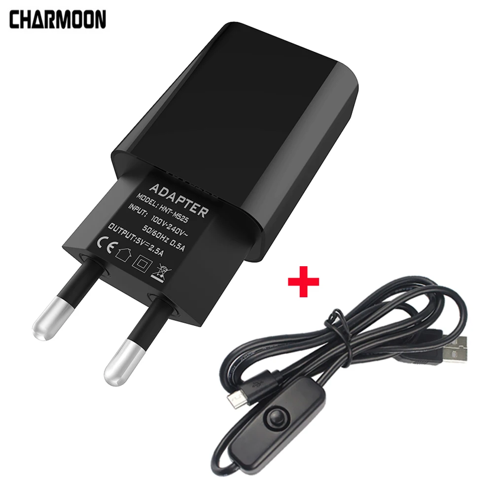 

Raspberry Pi 3 Power Supply 5V 2.5A with Power Switch Micro USB Cable EU AC Power Adapter for Raspberry Pi 3 Model B/B+ Plus