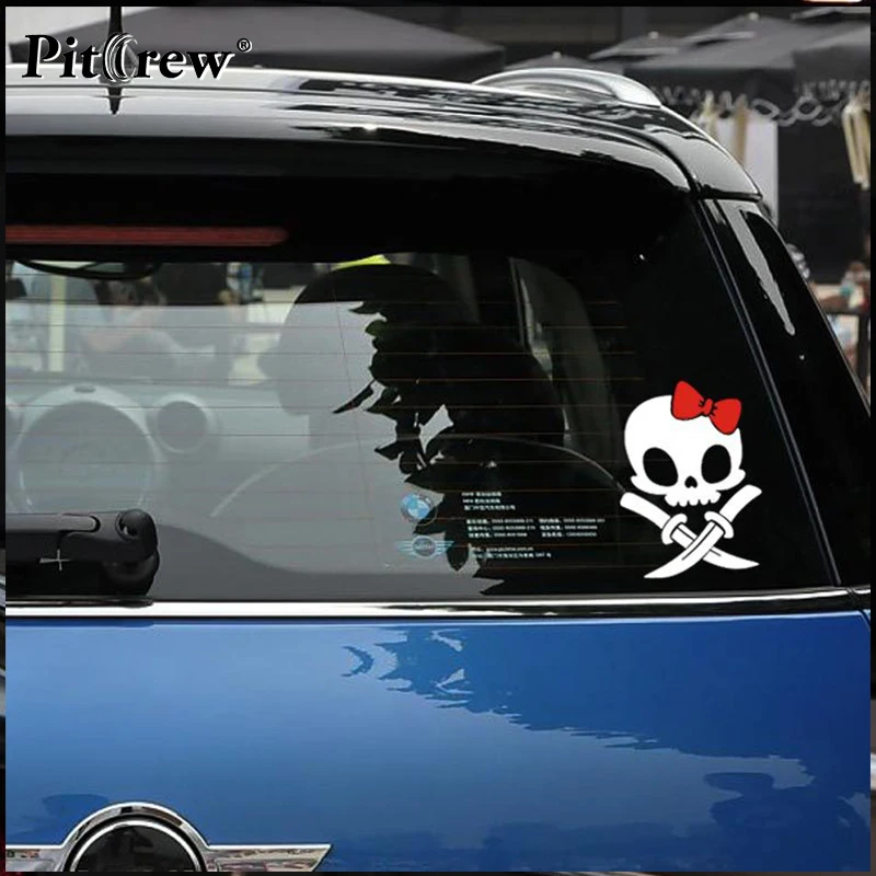 1PC 11*11cm High Quality Funny Skull Cat Cartoon Animal Car Sticker