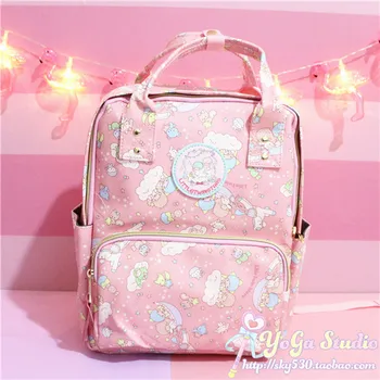 

Cartoon Cute Genuine Little Twin Stars Backpack Children School Bag Pink Primary Schoolbags Twin Stars Travel Bag for Girls Gift