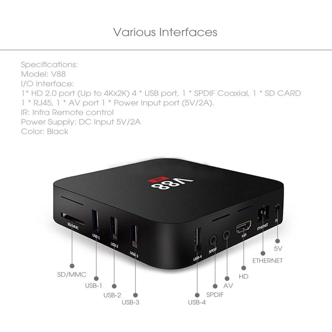 Дома Театр V88 RK3229 Smart ТВ телеприставки игрок 4 K Quad-Core 8 GB Wi-Fi медиаплеер коробка умный HDTV относится к Androi