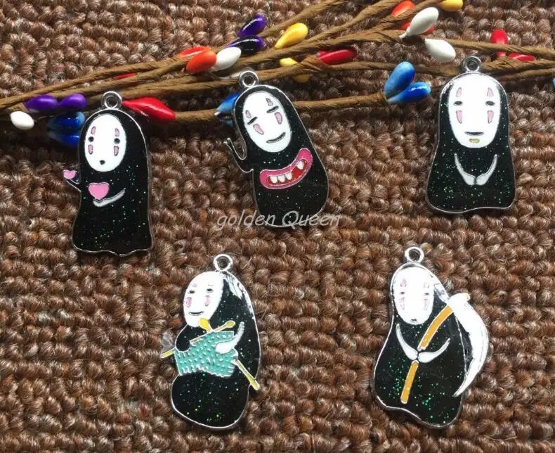 50pcs Cartoon anime Metal Charm Key chain necklace Pendants DIY Jewelry