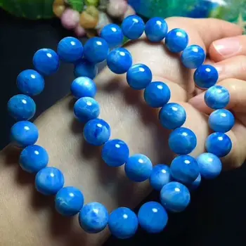 

Natural Blue Quartz Crystal Bracelet Gemstone 10-9mm AAA Free Shipping