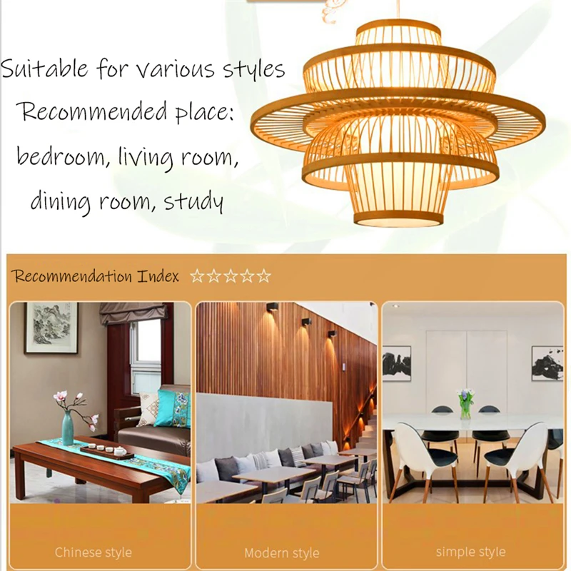 Chinese Bamboo LED Chandelier Lighting Garden Restaurant LED Pendant Lamp Hotel Farm Teahouse Lantern Tatami Bamboo Hanging Lamp
