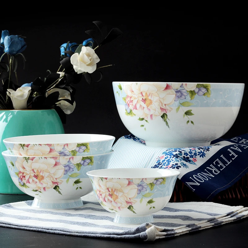 1/12 Dining Ware China Keramik Tee-Set Puppenhaus Miniaturen Blaue Blume P9J6 